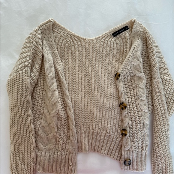Women's Beige Cable Knit Sweater - Picture 1 of 4